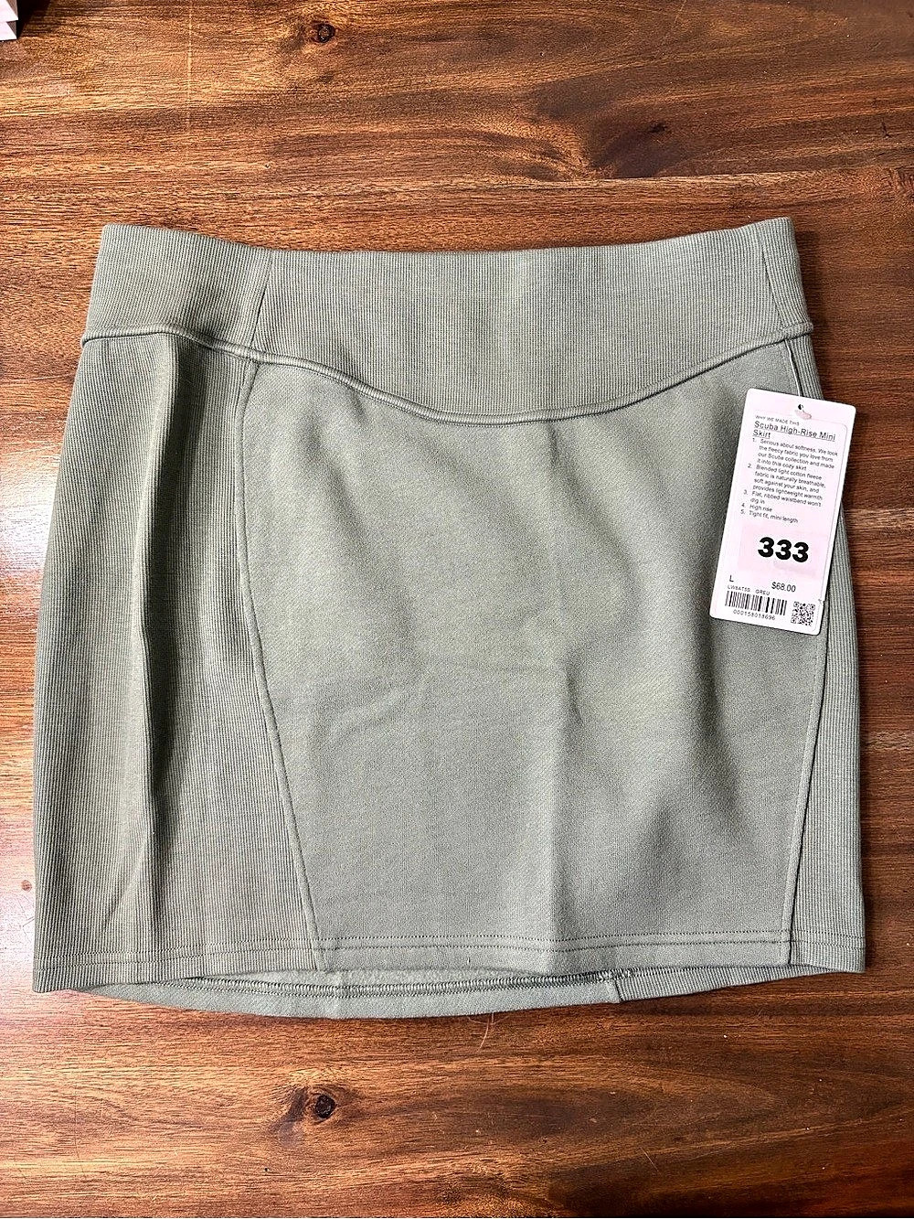 Lululemon Scuba High-Rise Mini Skirt Women's Green NWT - Size Large (10)